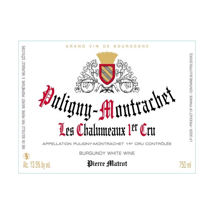 Puligny-Montrachet 1er cru Les Chalumeaux 2022