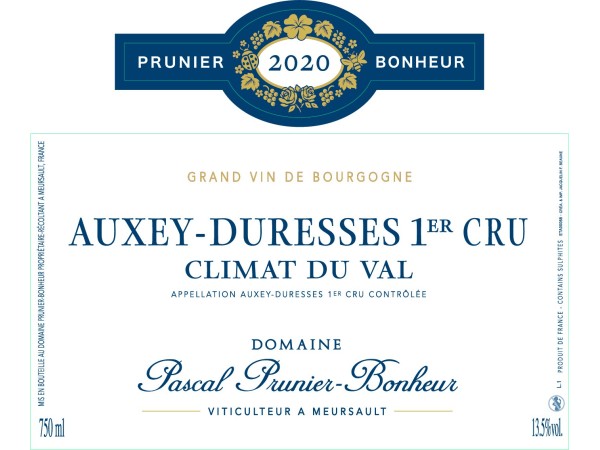 Auxey-Duresses 1er cru Rouge Climat du Val 2020