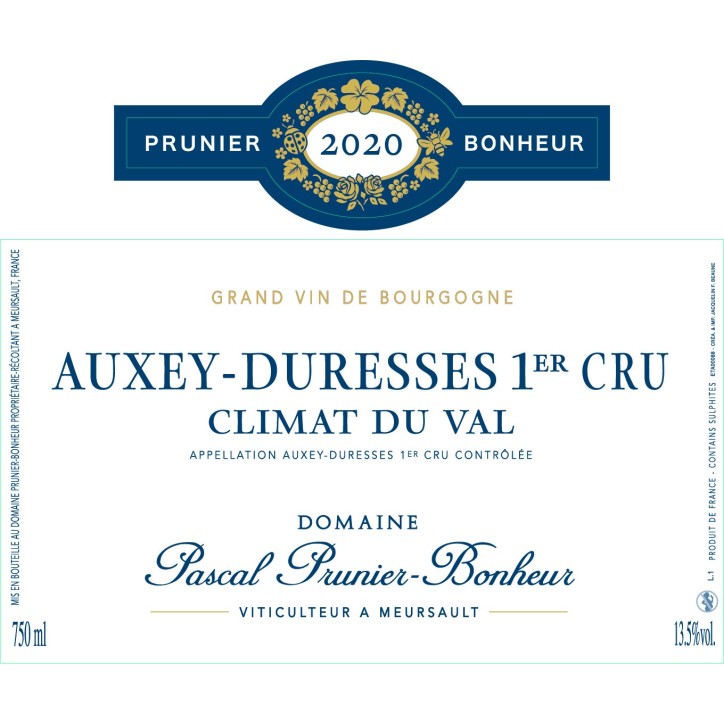 Auxey-Duresses 1er cru Rouge Climat du Val 2020