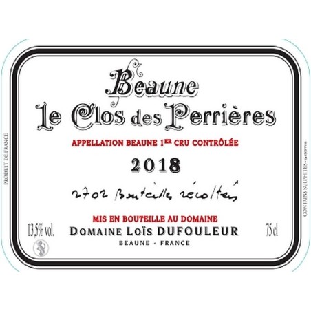 Beaune 1er cru  Rouge Clos des Perrières 2018