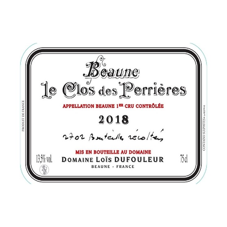 Beaune 1er cru  Rouge Clos des Perrières 2018