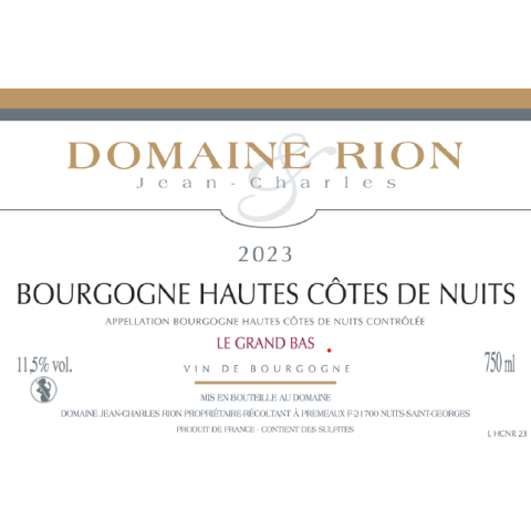 Bourgogne Hautes Côtes de Nuits Le Grand Bas 2022 RION