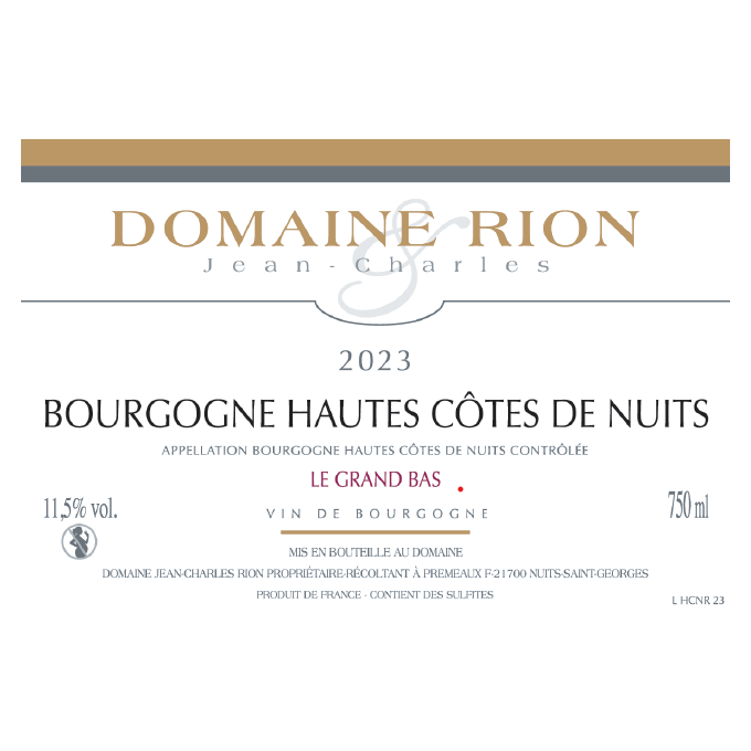 Bourgogne Hautes Côtes de Nuits Le Grand Bas 2022 RION