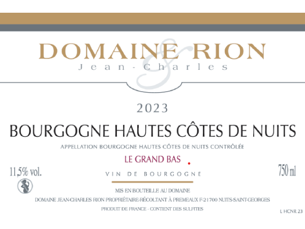 Bourgogne Hautes Côtes de Nuits Le Grand Bas 2023 RION