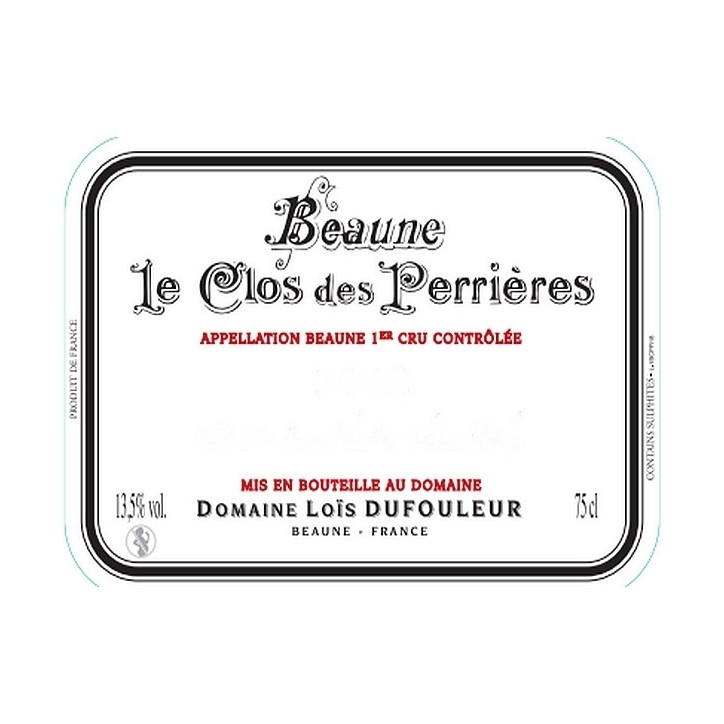 Beaune 1er cru  Rouge Clos des Perrières 2019 DUFOULEUR Loïs