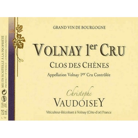 Volnay 1er cru Clos des Chênes  2023 VAUDOISEY Christophe