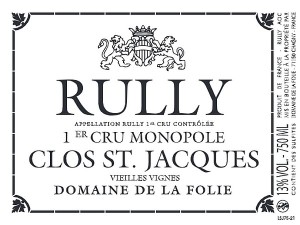 Rully 1er cru Clos du Saint-Jacques 2023 LA FOLIE Domaine