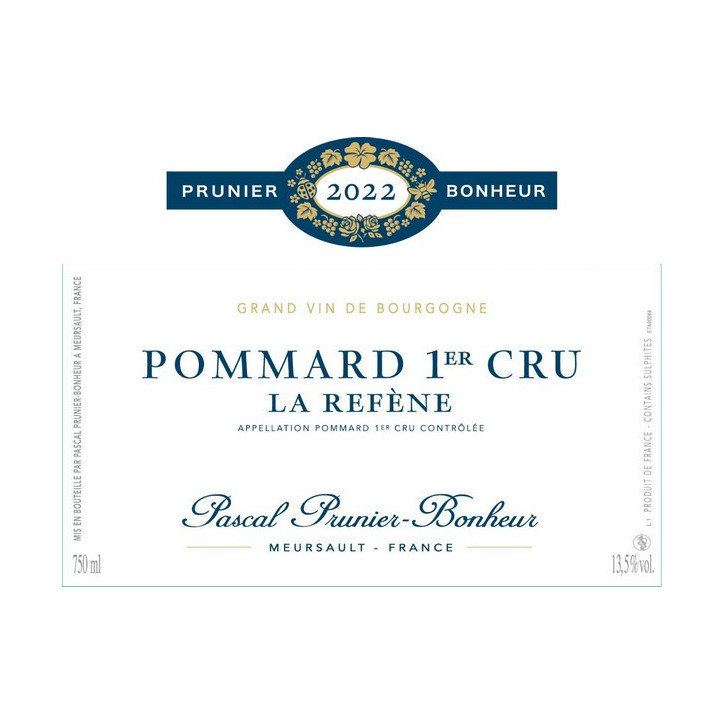 Pommard 1er cru La Refène 2022 PRUNIER BONHEUR