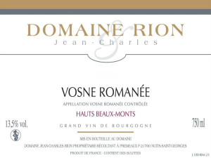 Vosne-Romanée 2022 Hauts Beaux Bruns RION