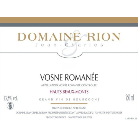 Vosne-Romanée 2022 Hauts Beaux Bruns RION