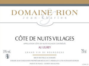 Côte de Nuits Villages 2023 Au Leurey  RION Jean-Charles