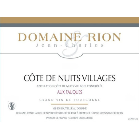 Magnum Côtes de Nuits Villages 2020 Aux Fauques RION Jean-Charles